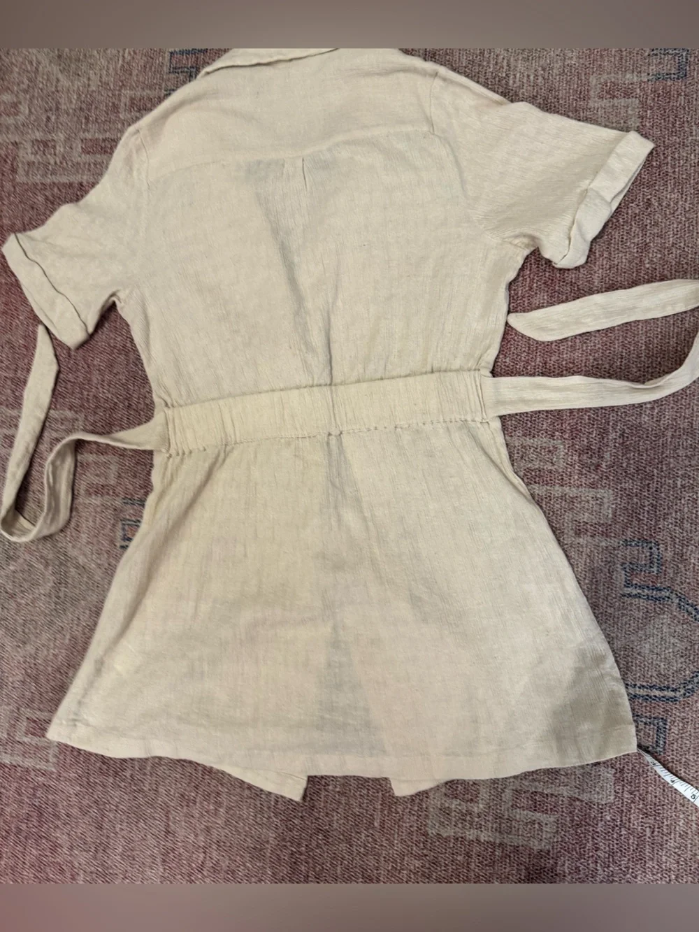 Free people clementine crepe wrap belted mini dress in cream medium NWT